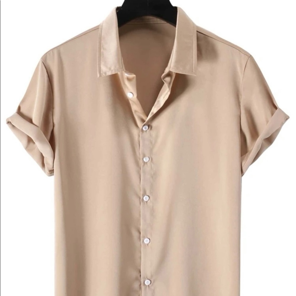 Satin Button Down Solid Shirt